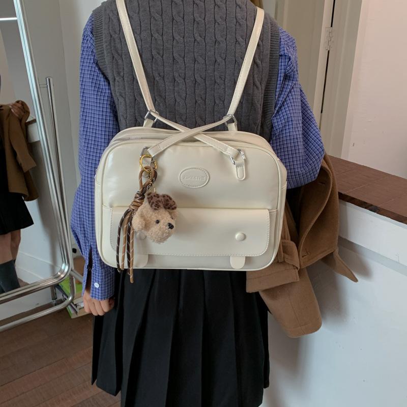 Студенческий стиль, студенческий класс, иностранный стиль, кожаный, повседневный, универсальный, на плечо, портативный, 2025, осень и зима, женский рюкзак