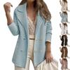 Women Short Texture Business Casual Button Lapel Work Jackets Open Front Long Sleeve Fall Outfit