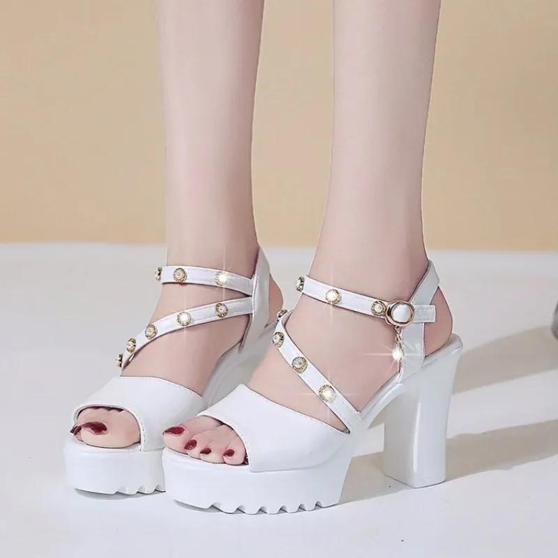 Womens Fashion High Heels Sandals Women Slingback Platform Shoes Woman Roman Sandal Female Pumps White Summer 2024 New Sandalias