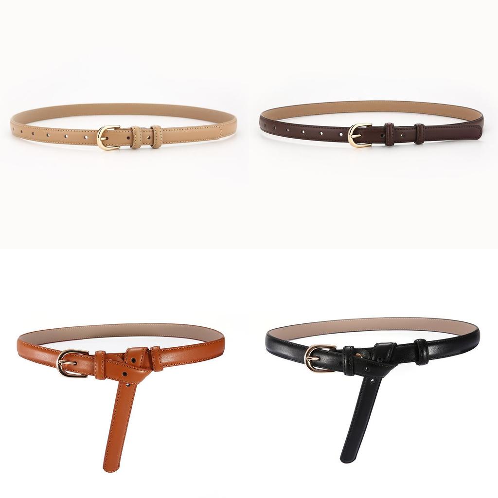 Genuine Leather Womens Belt Fish Pattern Thin Dress Waistband For Business And Casual Wear