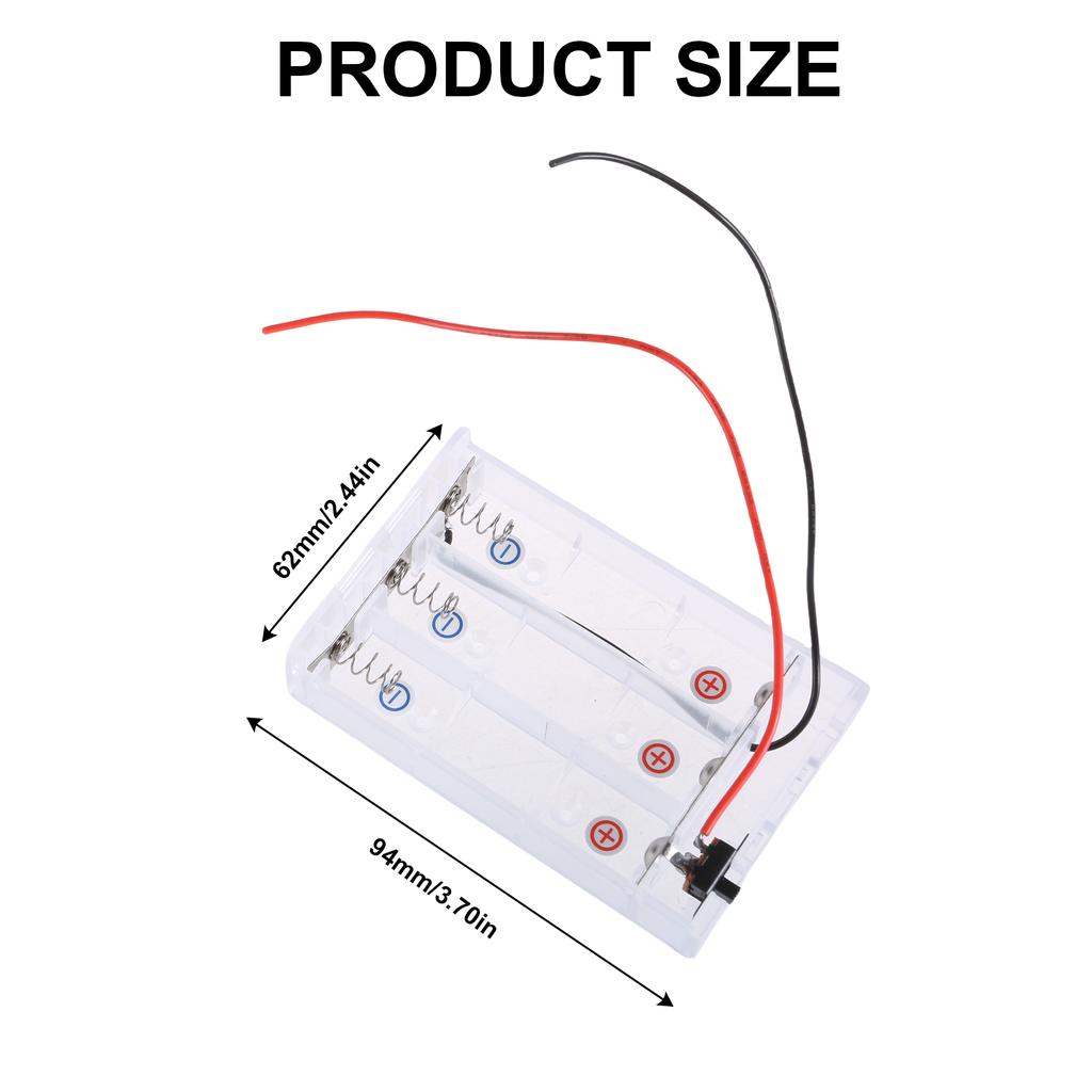3-Slot 18650 Battery Holder Parallel Connection Battery Storage Case with Switching Cable Cord for DIY Electronics