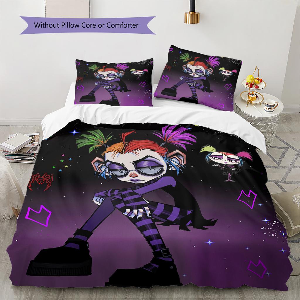 Little Bug Girl Pattern Bedding Quilt Set Home Decoration Gift (1 * duvet cover + 2 * pillowcase without core)