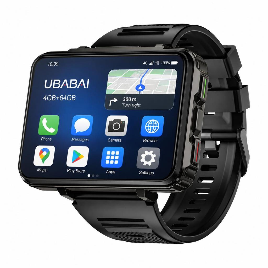 4G Android Смарт-часы UBABAI с Nano SIM, 2,4-дюймовый HD Сенсорный Экран, GPS 6 ГБ ОЗУ 128 ГБ ПЗУ