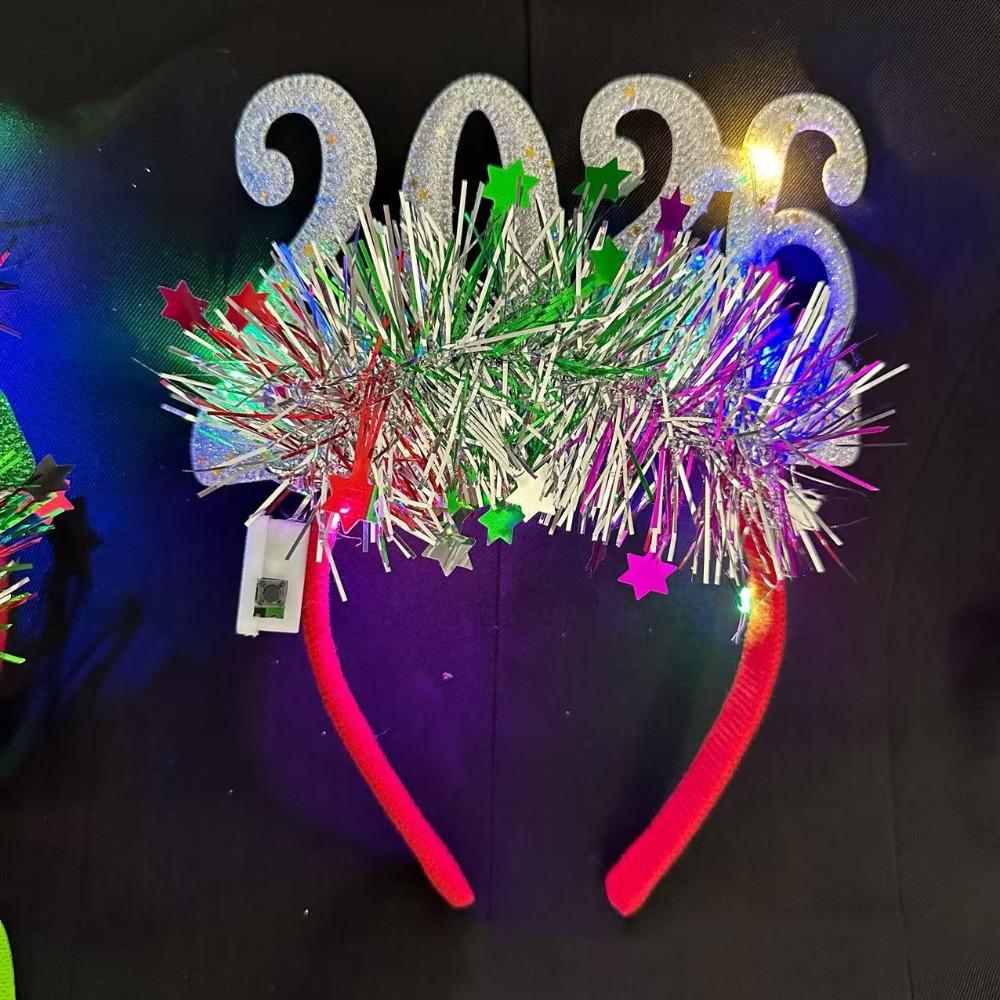 Cute LED Glow Hair Bands Sweet Luminous Headpiece 2026 Happy New Year Headband Cosplay