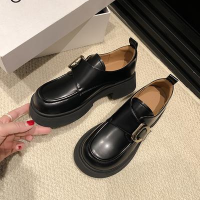 Туфли-лоферы на платформе 2025 новые женские из мягкой кожи в стиле маленьких кожаных туфель, универсальные бежевые туфли на одинарной подошве, увеличивающие рост