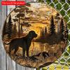 2d Flat 20*20cm, Funny Cute Dog Gift, Theme Round Wooden Sign, Art Wooden Wall Decorative, for Home, Kitchen, Garden, Bedroom, Bar Decor.