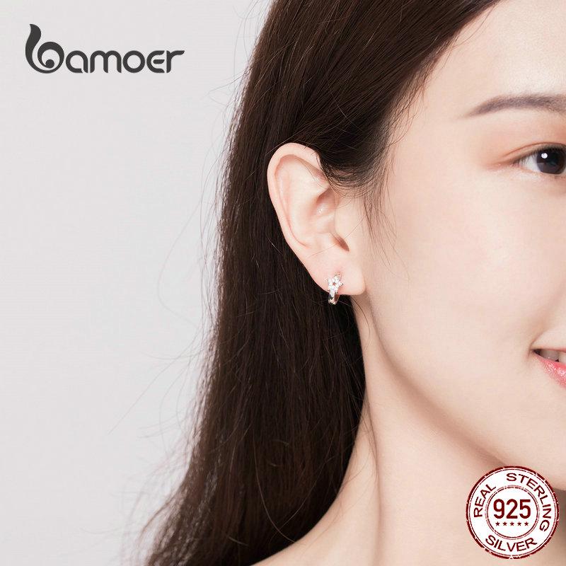 BAMOER настоящее серебро 925 пробы звездный свет серьги для девочек драгоценные ювелирные изделия женские серьги подарок