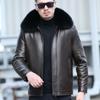Куртка из натуральной кожи мужская из овчины с утолщенным мехом универсальная повседневная кожаная куртка для папы мужская куртка из натуральной кожи