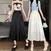 New Chinese Style Jacquard High Waist Slimming Pleated Skirt Long Casual Women Skirt