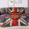 Arsenal Logo with Union Jack Background Patterned flannel blanket perfect for the bedroom living room, sofa, or a little nap