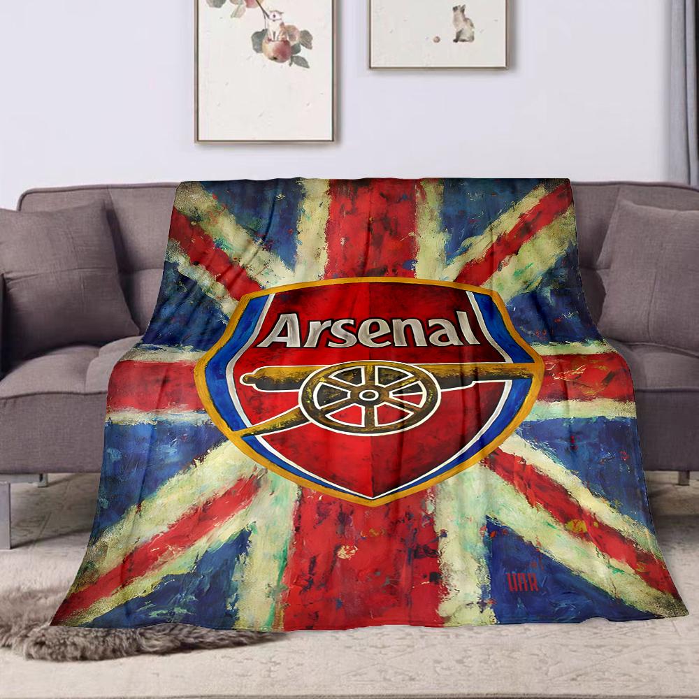 Arsenal Logo with Union Jack Background Patterned flannel blanket perfect for the bedroom living room, sofa, or a little nap