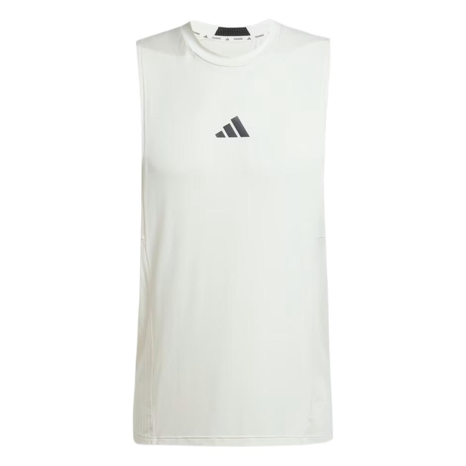 Adidas Tank Tops Men's White Crew Neck Moderate Straight Fit JI8172