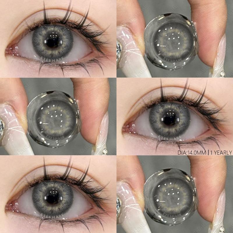 1 пара цветных контактных линз для глаз, модные голубые линзы для глаз, зеленые линзы, серые контактные линзы для глаз, годовые линзы для глаз