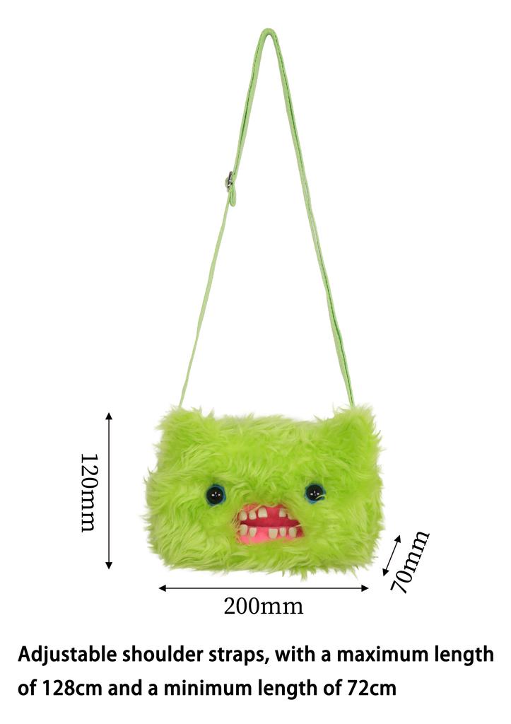 Ugly Cute Tooth Monster Plush Crossbody Bag With Chain Strap Funny Cartoon Animal Shoulder Purse For Girls