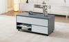 100*98*65cm Height-Adjustable Coffee Table with Hidden Storage, Casters and Drawers, Multifunctional Dining Table, Grey-White Splicing