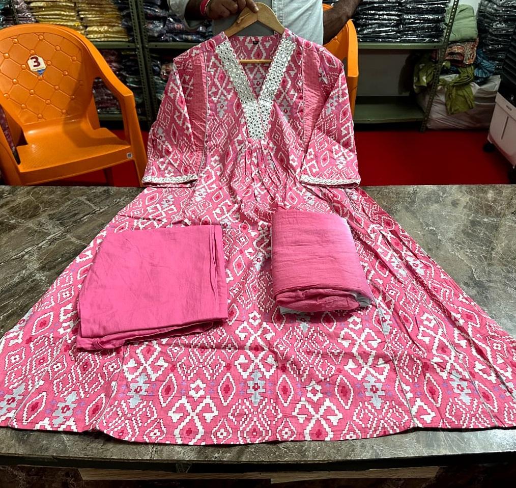 Women Designer Anarkali Kurta Pant Dupatta Set Indian Bollywood Top Tunic Kurti Salwar Suit