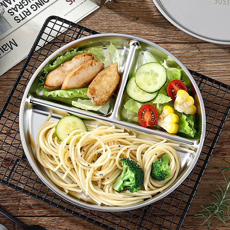 3 сетки из нержавеющей стали обеденная тарелка поднос для закусок еда разделенные блюда контейнер для обеда для школьной столовой кухонные принадлежности