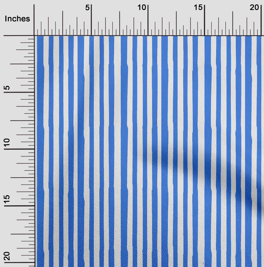 oneOone Cotton Flex Blue Fabric Stripes Craft Projects Decor Fabric Printed By The Yard 40 Inch