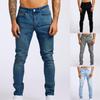 Модные мужские повседневные эластичные плиссированные джинсы, облегающие джинсовые брюки