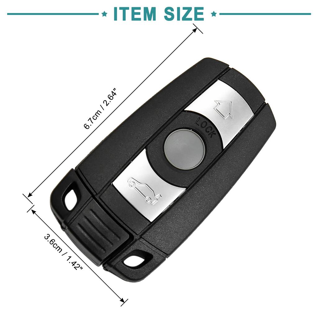 ACROPIX Keyless Entry Case Key Fob Shell Cover Replacement for BMW 328i Black 1 Piece