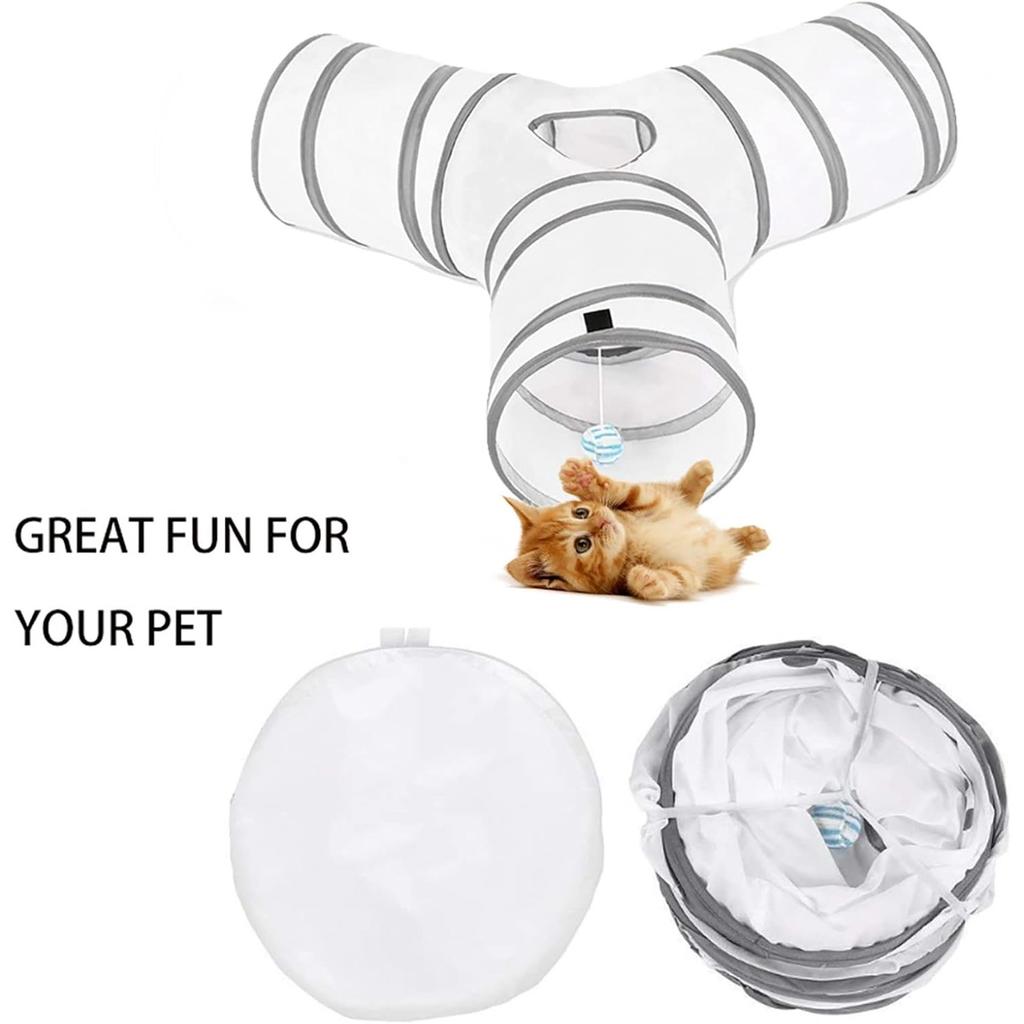 Cat Toys Cat Tunnel and Cat Cube Pop Up Collapsible Kitten Indoor Outdoor Toys-Collapsible 3 Way or 1wayCat Tube- for Cat, Puppy, Kitty, Kitten