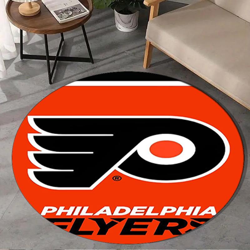 1PC Flyers Hockey Team Round Rug, Non-slip Chair Mat, Home Decor, Circle Carpet Perfect for Office, Bedroom, Living Room,Christmas gift