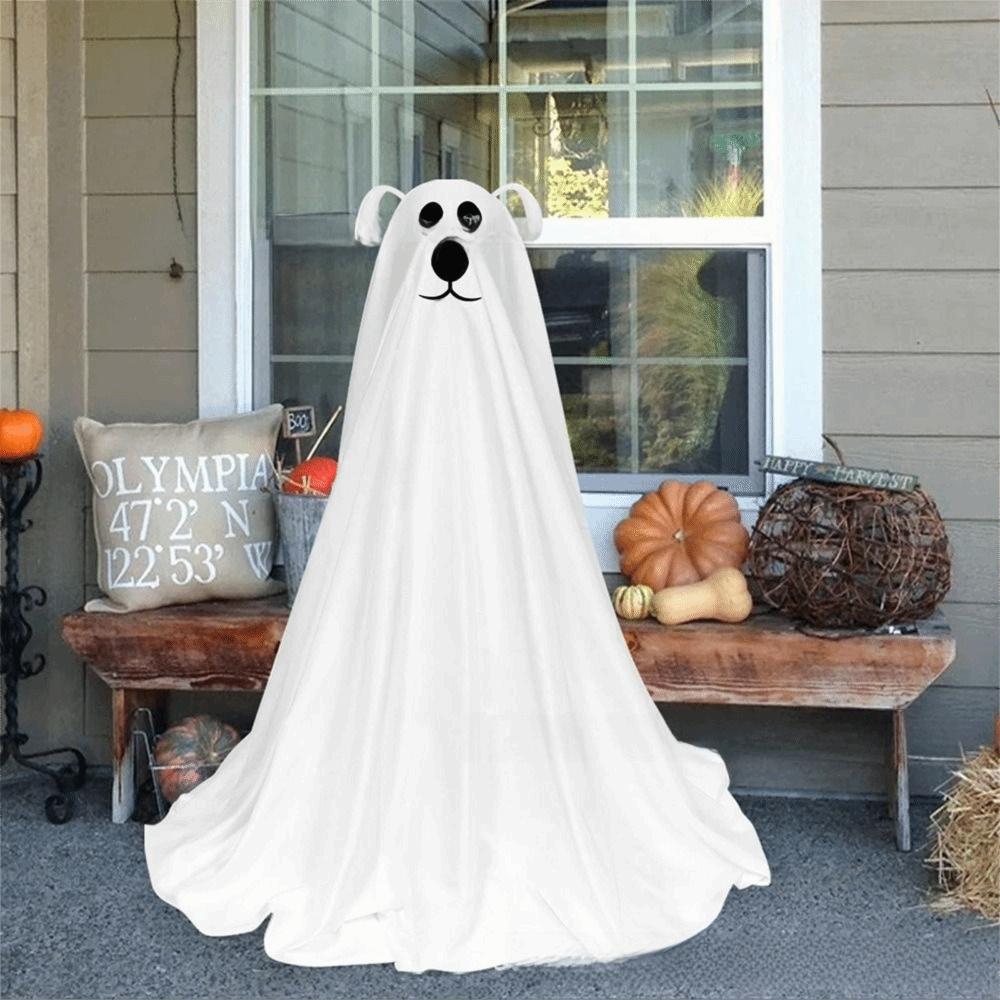 Remote Control LED Lights Freestanding Ghost Dog Halloween Decor Prop Front Porch Decoration
