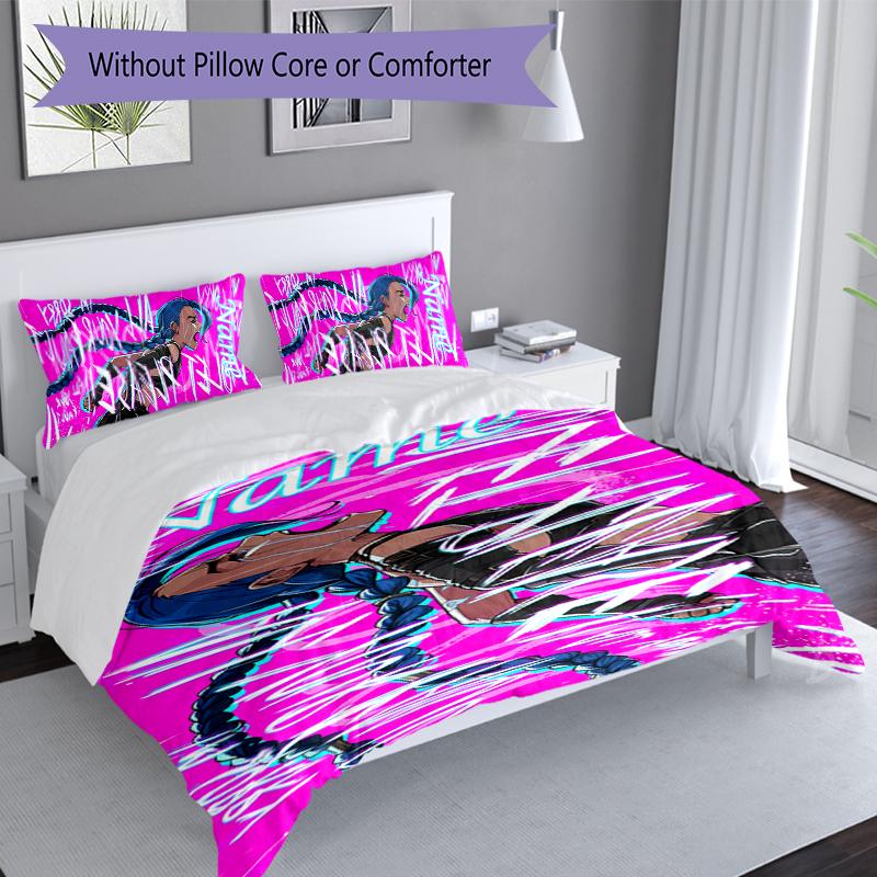 3pcs Custom Name Jinx Set,Includes 1 Duvet Cover and 2 Pillowcases,All-season Bedroom Decor