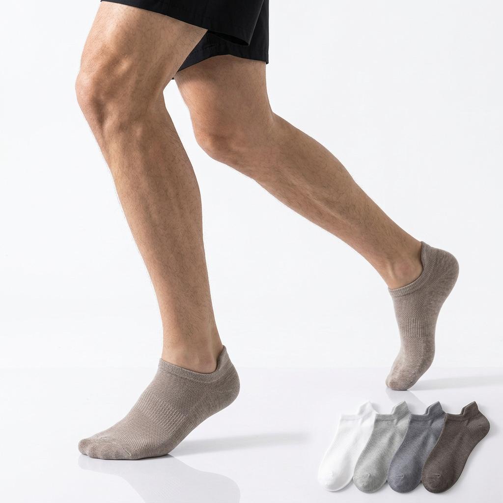 Spring and Summer Breathable Plain-color Pointed-toe Ankle Socks, Loose-fitting Short Socks, Versatile Casual-style Business Socks