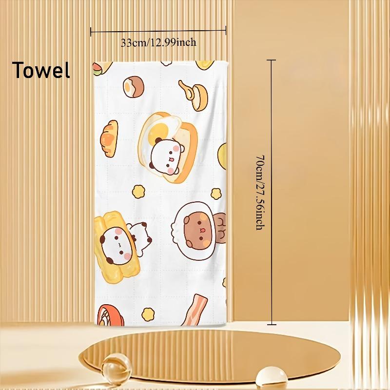 Cute Soft Panda Bubu And Dudu Bathtowel Bear Bathroom Cotton Towel Strong Absorbent Soft Non-Shedding Adult Household Towel