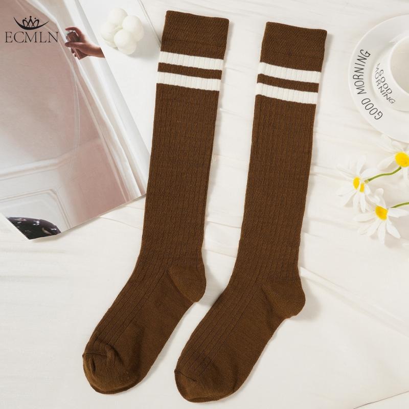Женские полосатые носки, гольфы, хлопковые нескользящие, впитывающие пот, длинные носки выше колена для женщин