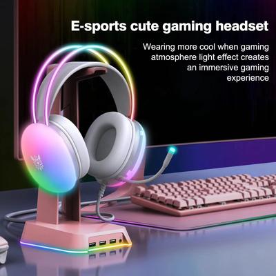 2025 Новая гарнитура с полной RGB подсветкой для ПК, игровые наушники, комплект для киберспорта, компьютерные наушники с RGB-подсветкой и микрофоном ДЛЯ ГАММЕРА KOL PC Gamer
