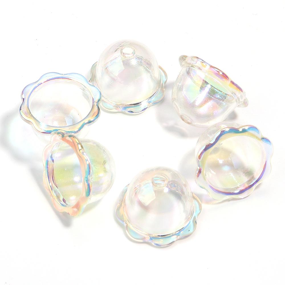 6pcs/lot Colorful Acrylic Wind Bell Beads Multi-Petal Flower Bead Caps Charms For DIY Earrings Phone Chains Jewelry Accessories