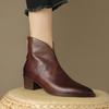 Fashion 2024 New Autumn Genuine Leather Ankle Boots Pointed Toe Women Boots Retro Short Boots Women Shoes Winter Retro Chelsea Boots