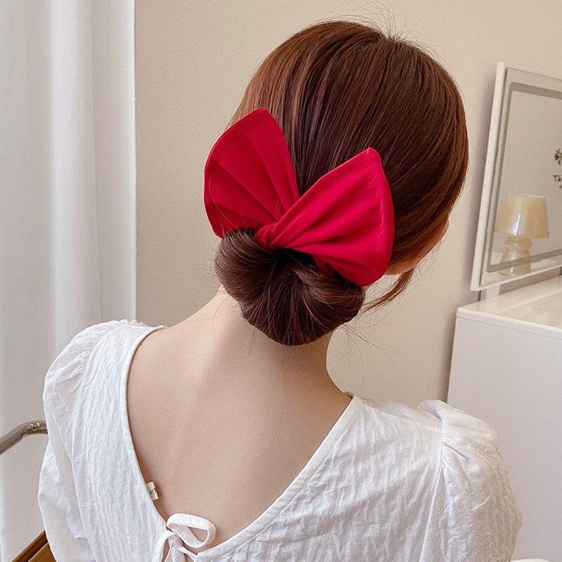 Multicolor Deft Bun Print Headband Hairpin for Women Girl Cloth Hair Circle Bun Maker Ponytail Holder Hair Braided Accessories