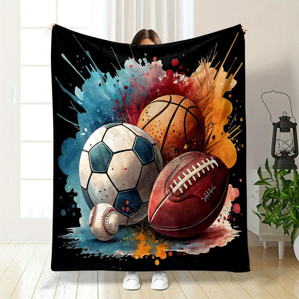 Sports Ball Splash Artwork print blanket soft and cozy perfect for the living room bed sofa or a nap,gift