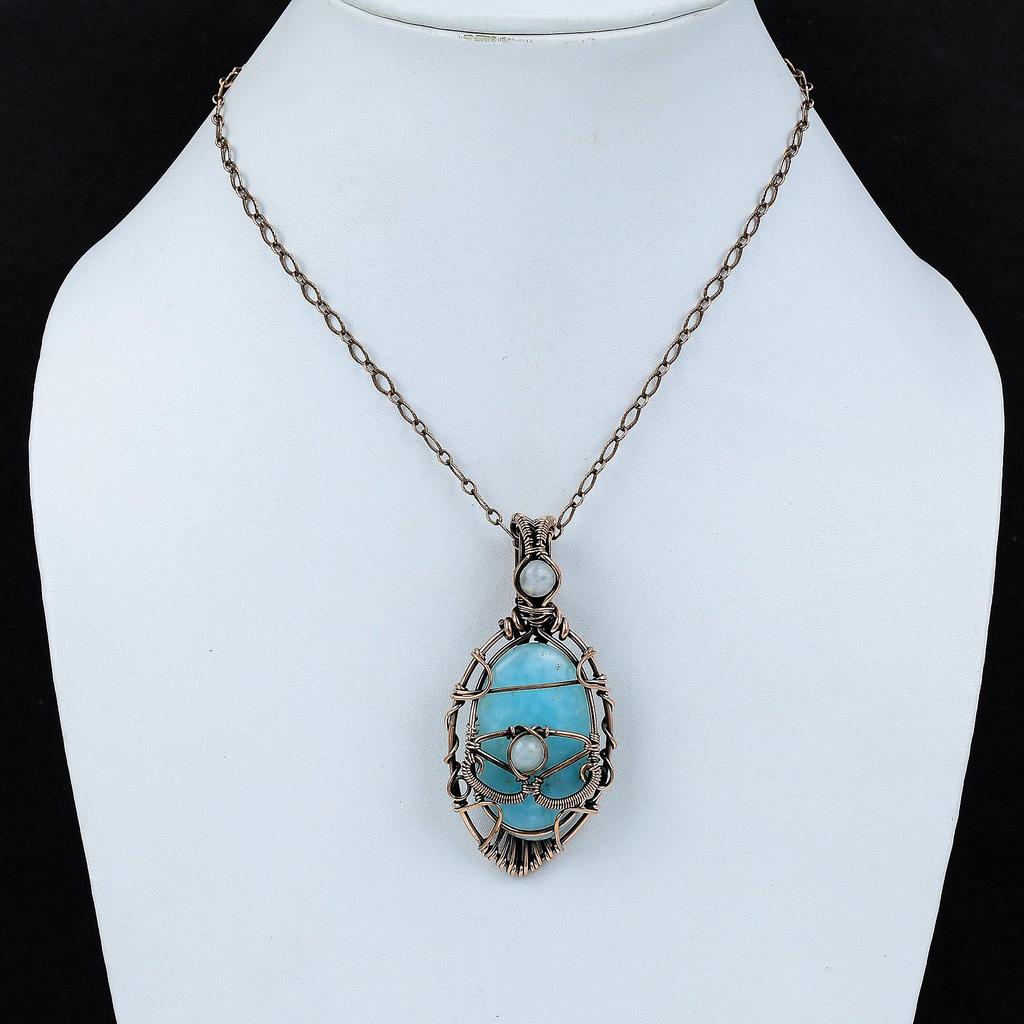 Подвеска с гемиморфитом от сглаза, медная проволока, кулон, Радужный лунный камень, кулон из драгоценного камня, кулон ручной работы, медные украшения, подарок на помолвку