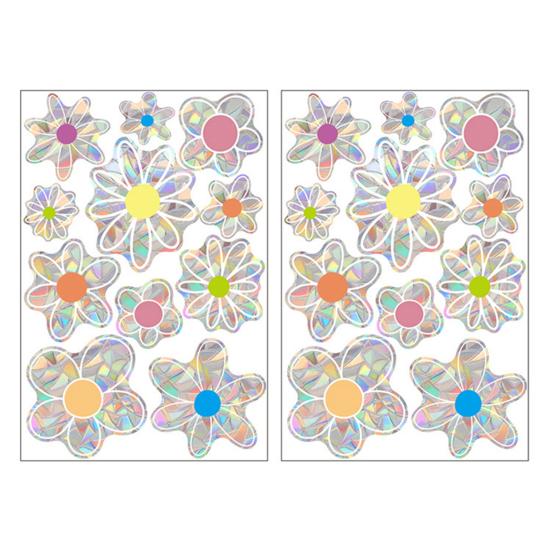 2 Sheets Flowers Window Clings to Prevent Bird Strikes Anti-Collision Static