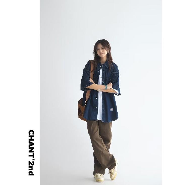 Японский ретро модный бренд летняя свободная джинсовая рубашка с короткими рукавами художественная молодежная рабочая рубашка мужская и женская многослойная куртка