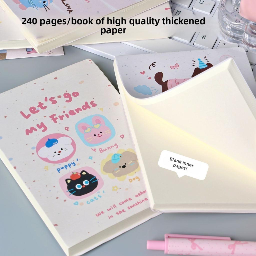 Cute Animal A6 Blank Notebook High Value Thickened Girl Heart Student DIY Flip Hand Ledger Durable