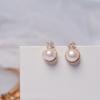 New zircon-inlaid stud earrings INS French vintage 11K gold inlaid natural freshwater pearl earrings and silver needle jewelry for women
