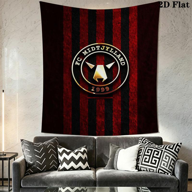 FC Midtjylland logo Wall Hanging Printed Fabric Blanket Decorative Tapestries for Bedroom Living Room Home Decor