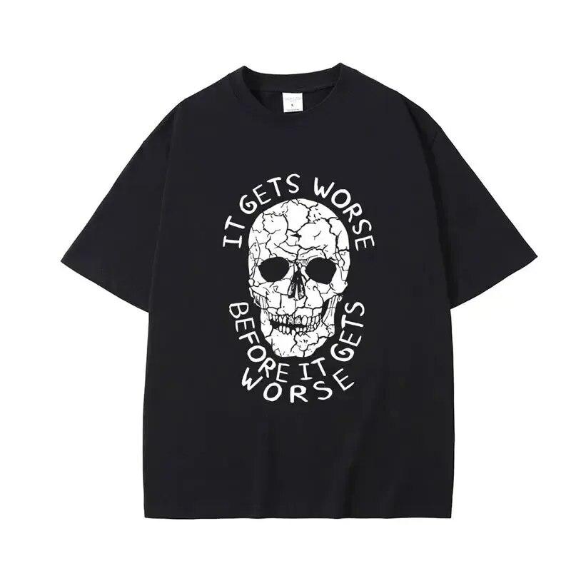 Футболки «Я боюсь разговаривать с женщинами» Hard Skeleton Meme Унисекс Женская футболка с принтом Хлопковая футболка Негабаритная футболка с коротким рукавом