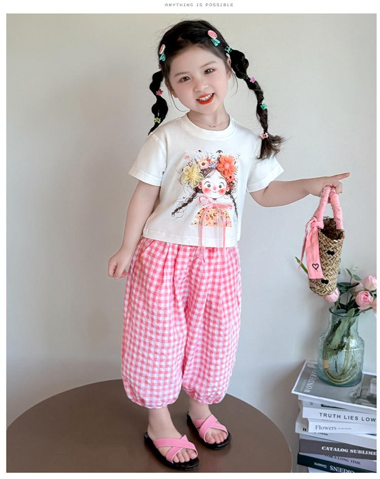 Girls' summer set 2026 new children's stylish thin summer outfit, fashionable and casual short sleeved two-piece set for baby girls