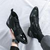 New Male Pointed Mixed Patchwork Lace Up Ankle Boots Men Casual Luxury High Top Platform Shoes Zapatos Hombre