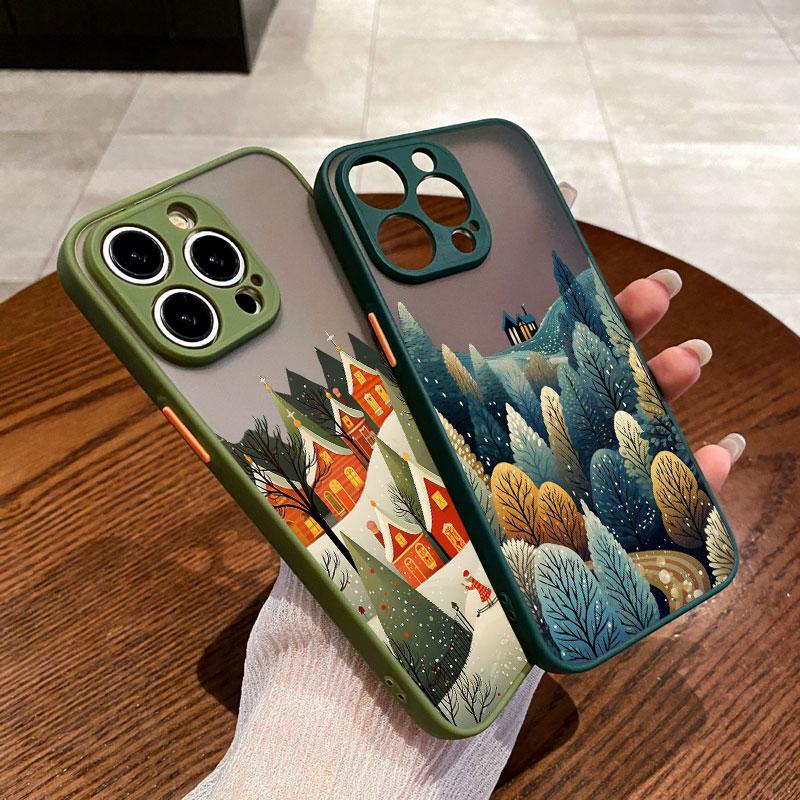 Snowy Winter Trees Scenery Phone Case For iPhone 13 Mini 12 11 Pro Max 16 15 14 Pro Max Plus X XR XS 7 8 Plus SE2 Back Covers