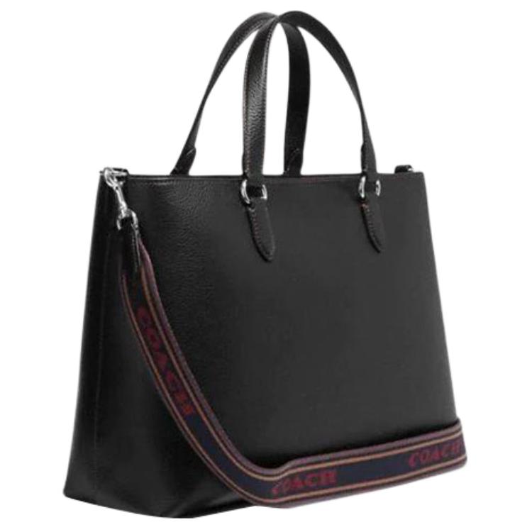 Coach Logan 38 Zipper Closure Pebble Leather Shoulder Crossbody Tote Bag Large Women bags Black CH251-SVA47