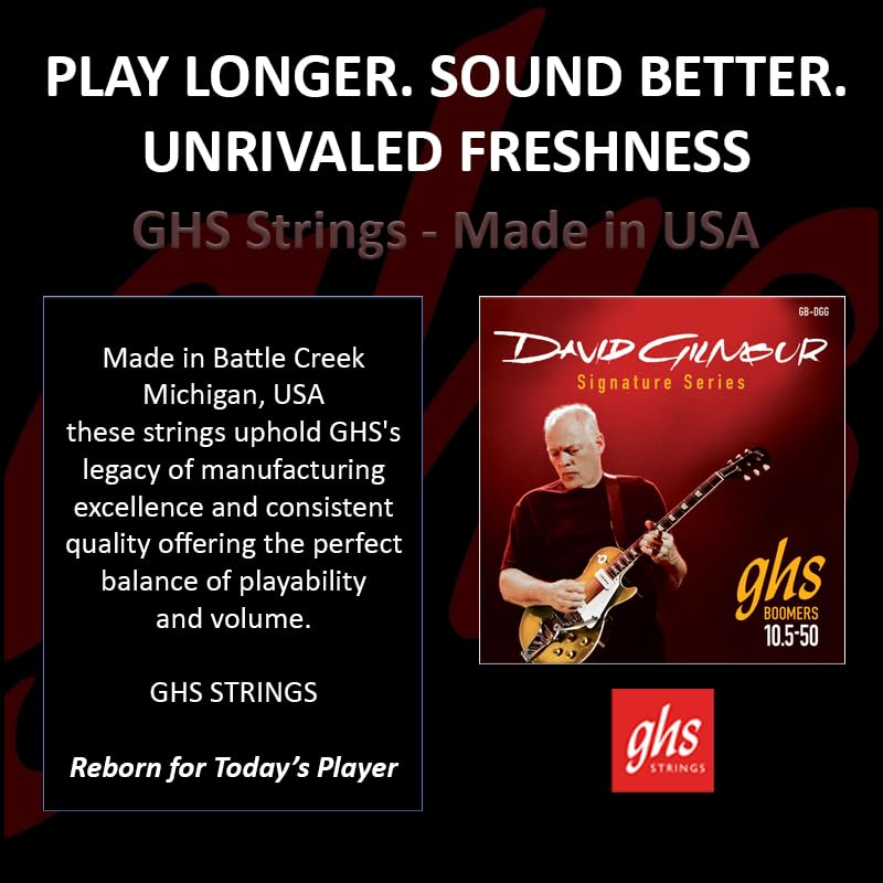 Струны для электрогитары ghs David Gilmour Signature для гитар Gibson средней мензуры, 10.5-50, GB-DGG