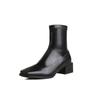 Fashion Square Toe Women Ankle Boots Flock Stretch Shoes Thin Mid Heels Black/Brown/Beige Back Zipper Dress Sock Boots Woman  Size 34-40
