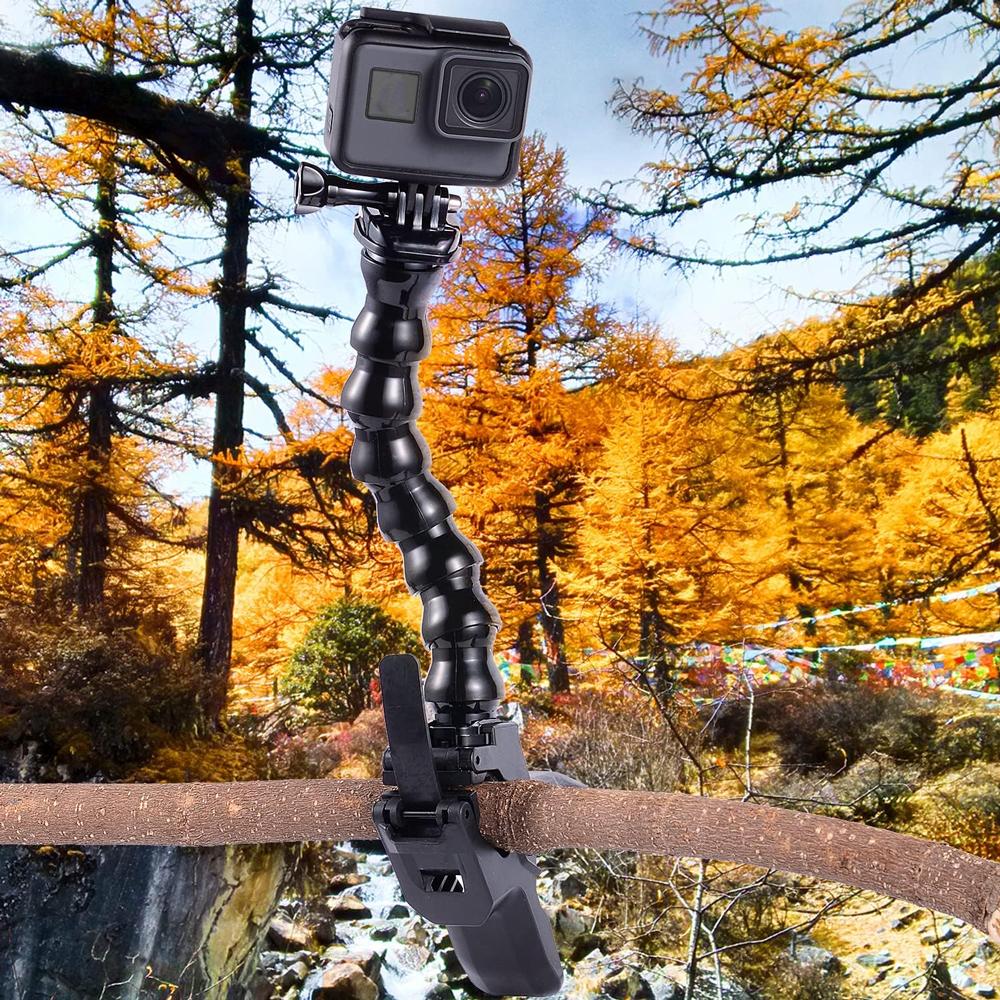 Зажим-держатель «Челюсти» на гибкой шее для GoPro Hero 13 12 11 10 9 SJCAM Akaso Insta360 DJI Osmo Action 6/5 PRO/4/3/Nano Камеры